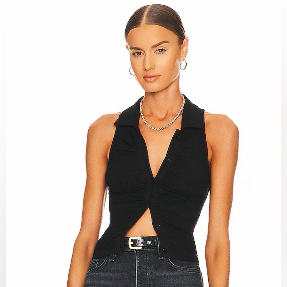 Revolve - black button up top/ sold out online